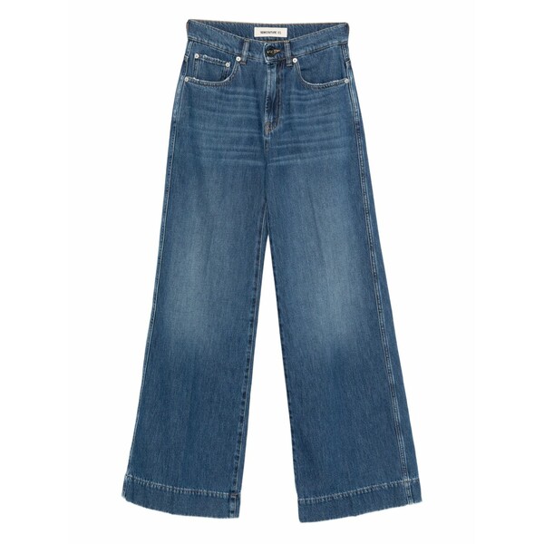 セミクチュール レディース ジーンズズボン下 ボトムス Logo-patch jeans Blue