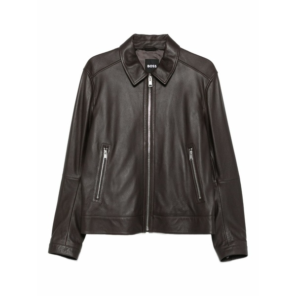 ボス メンズ ジャケット＆ブルゾン アウター Leather jacket Brown｜asty 101,900円