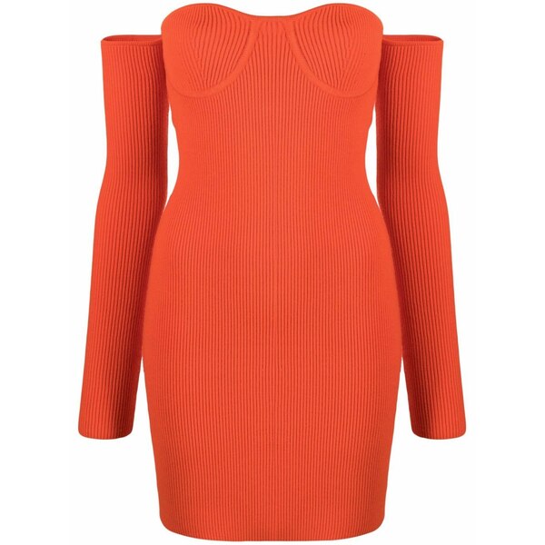 ヘルムート 言葉づかい レディース 衣装 トップス Contour sweetheart-neck mini dress Orange