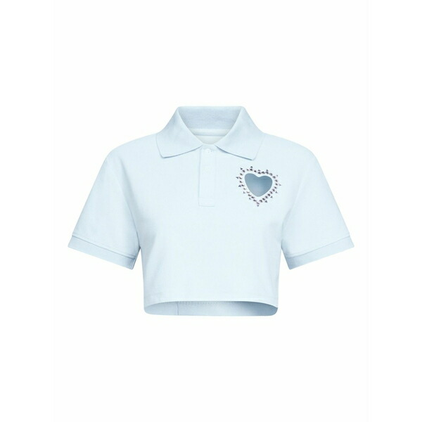 領域 レディース スポーツシャツ トップス Crystal-embellished cropped polo Blue