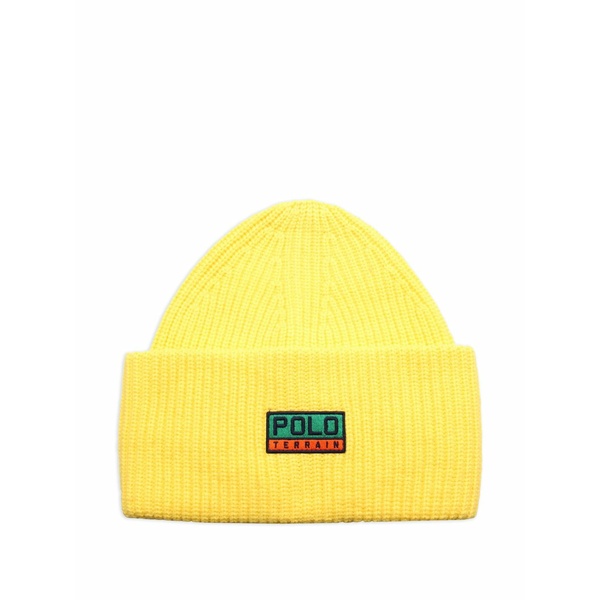 ラルフローレン メンズ 帽子 アクセサリー Logo-patch beanie hat Yellow｜asty