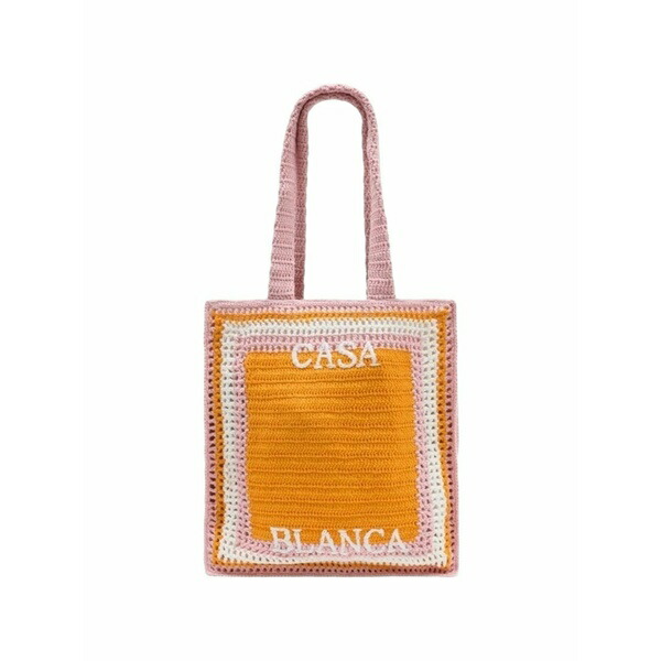 カサブランカ メンズ ショルダーバッグ 御徒面子 Logo-embroidered shoulder bag Orange