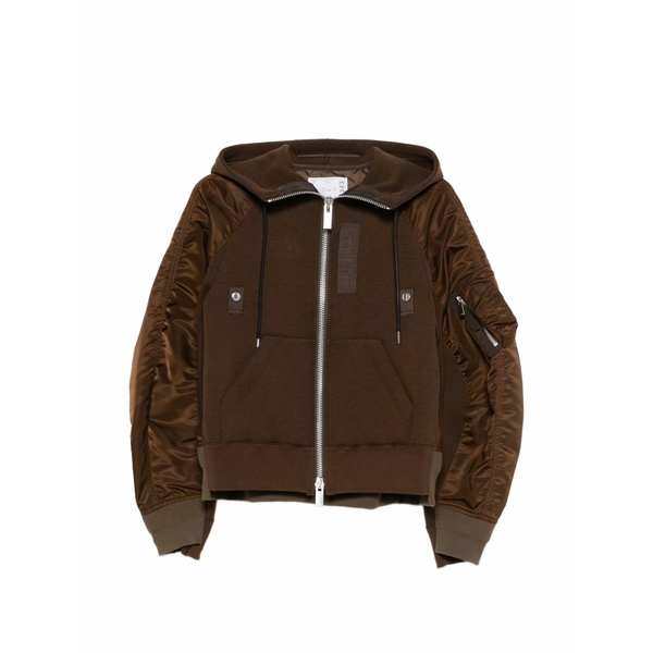 サカイ レディース パーカー・スウェットシャツ アウター Hooded sleeve sweatshirt Brown
