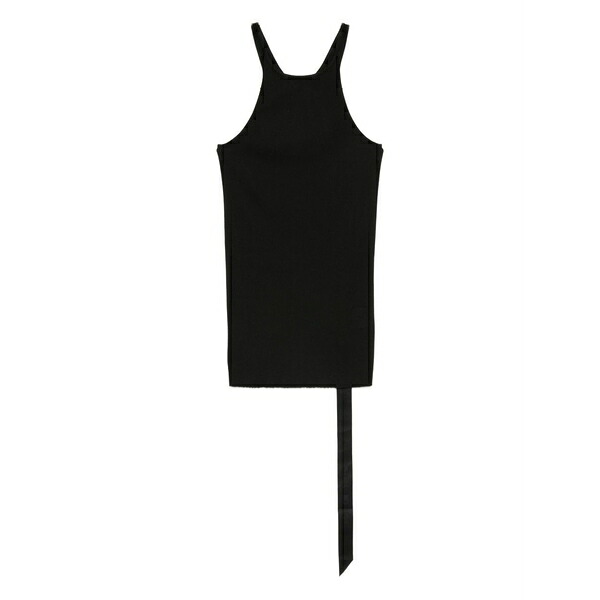 リックオウエンス レディース Tシャツ トップス Ribbed-knit asymmetric top Black｜asty