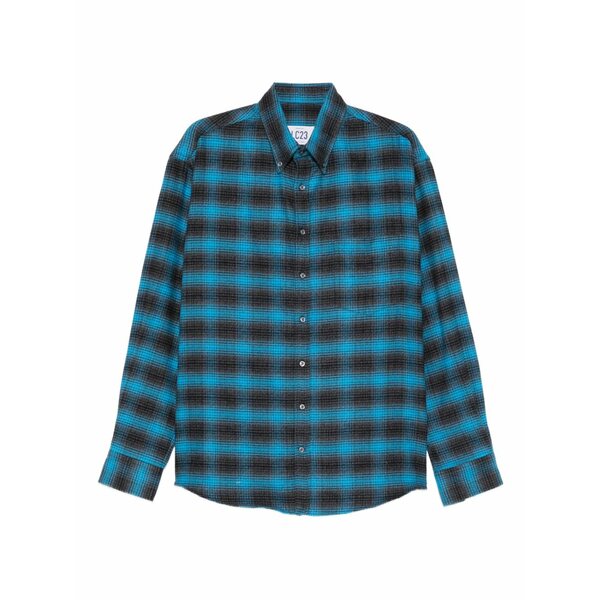 エルシー23 メンズ シャツ トップス Plaid-pattern buttoned shirt Blue|asty