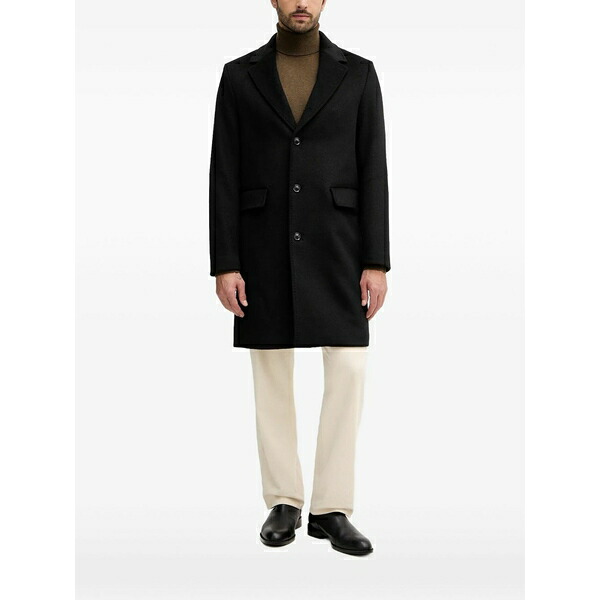 シスレー メンズ コート アウター Notched-lapels single-breasted coat Black｜asty