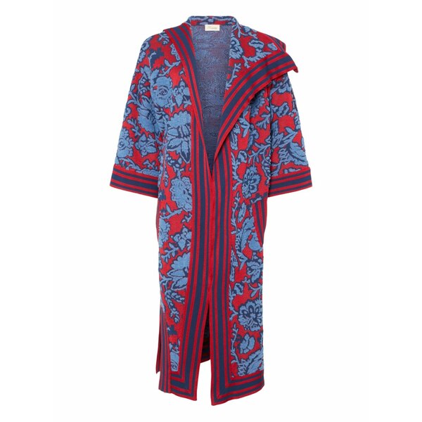 テンパリーロンドン レディース 上衣＆上衣 アウター Francis floral-pattern striped knit cape Blue