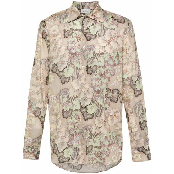 エトロ メンズ プルオーバー トップス Floral-print cotton shirt Neutrals