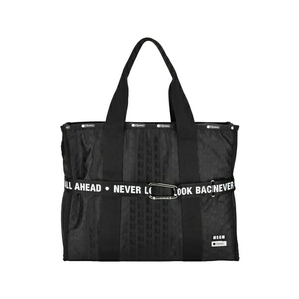 エムエスジイエム メンズ トートバッグ 御徒面子 Patterned lettering strap tote bag Black