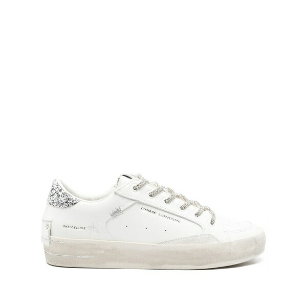 クライムロンドン レディース スニーカー シューズ Glitter embellished lace-up sneakers White|asty