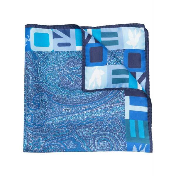 エトロ メンズ えり巻き・袈裟・えり巻き 付属物 Logo-print edge scarf Blue