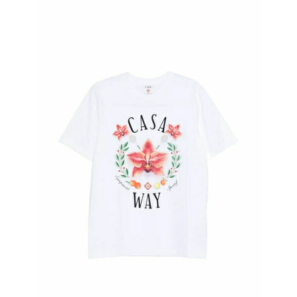 カサブランカ メンズ プルオーバー トップス Orchid-print t-shirt White