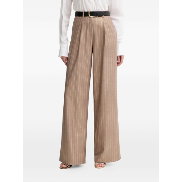 フラコミーナ レディース 心地好いズボン下 ボトムス Pinstripe palazzo trousers Brown