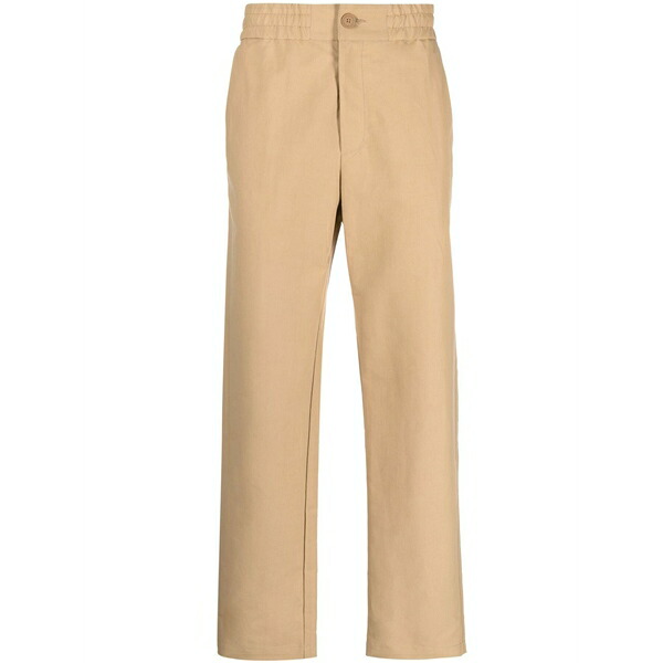 呼びりん探し回る メンズ 心地好いズボン下 ボトムス Logo-patch straight-leg trousers Neutrals