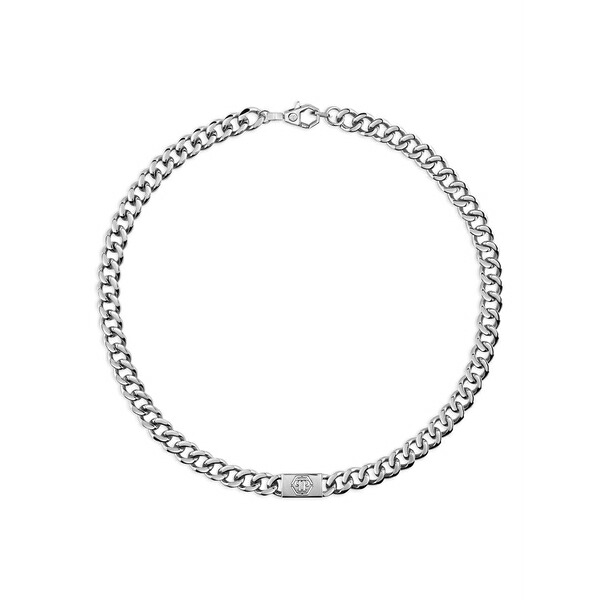 フィリッププレイン メンズ ネックレス・チョーカー アクセサリー Plein tag chain necklace Silver｜asty