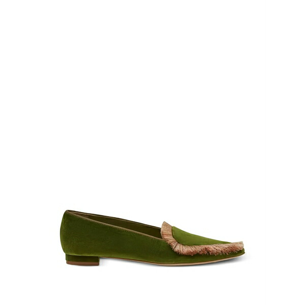 マノロブラニク レディース スリッポン・ローファー シューズ Fringed-detail loafers Green