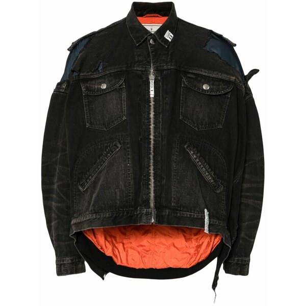 ミハラヤスヒロ メンズ ジャケット&ブルゾン アウター Layered denim jacket Black|asty