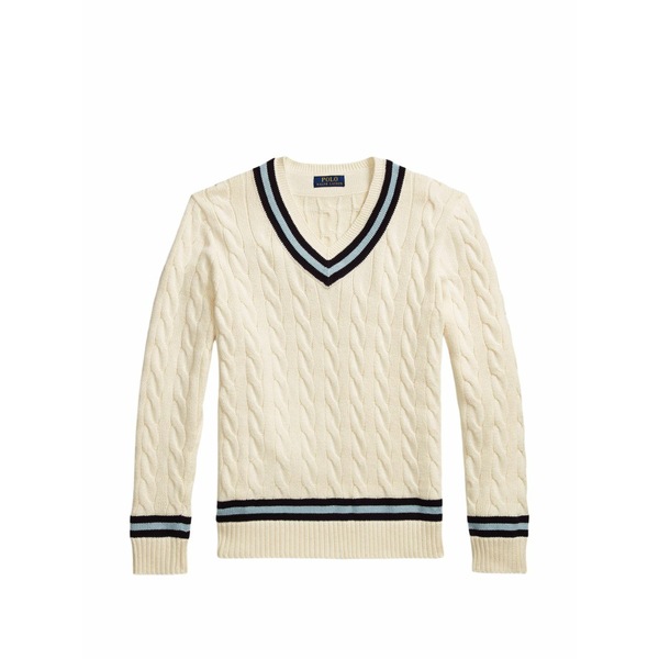 ラルフローレン メンズ 編み物\u0026プルオーバー アウター Cable-knit v-neck sweater Neutrals