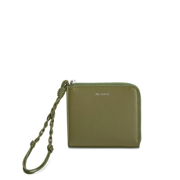 ジル・サンダー メンズ 金入れ 付属物 Zipped knotted leather tangle card holder Green