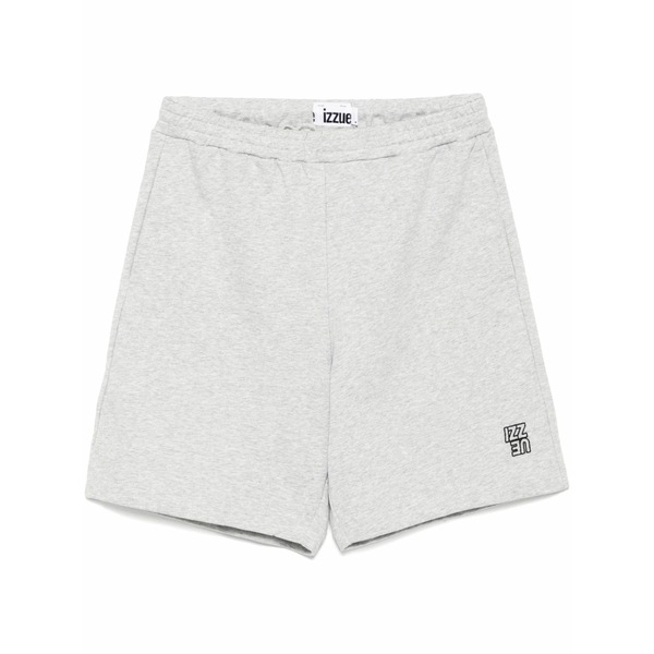イズエ メンズ 心地好いズボン下 ボトムス Logo-embroidered shorts Grey