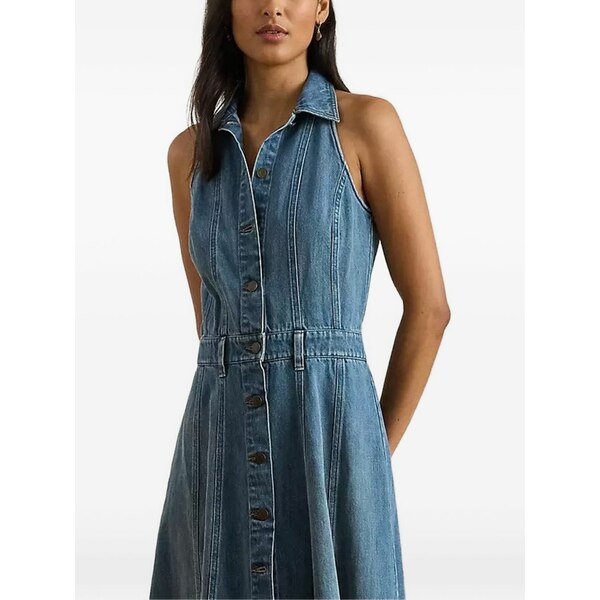 ラルフローレン レディース 衣装 トップス Panelled denim sleeveless MIDI shirt dress Blue