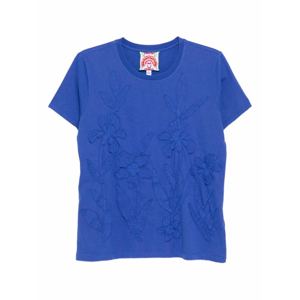 ジョニーワズ レディース プルオーバー トップス Floral embroidered t-shirt Blue
