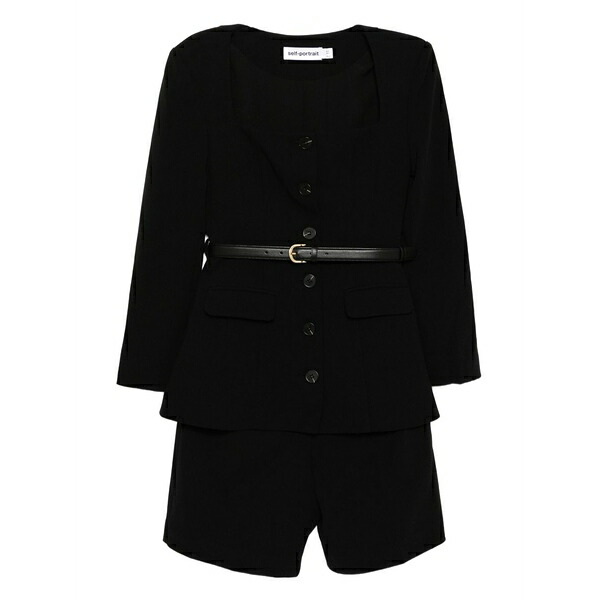 セルフ・ポートレイト レディース ワンピース トップス Tailored crepe playsuit Black