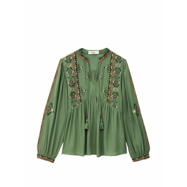 バッシュ レディース プルオーバー トップス Tilt embroidered v-neck top Green