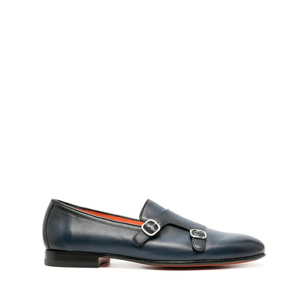 サントーニ メンズ 御召しものシューズ シューズ Double-buckle leather shoes Blue