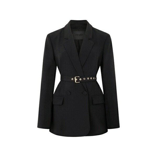 リュージョー レディース 上衣＆上衣 アウター Belt-detail double-breasted blazer Black レディースファッション-コート・ジャケット