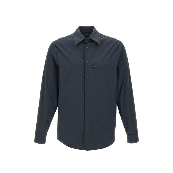 アスペジ メンズ プルオーバー トップス Snap-button chest-pocket shirt Blue カジュアルシャツ-メンズファッション-トップス