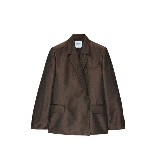 エムエスジイエム レディース 上衣＆上衣 アウター Notched-lapel double-breasted blazer Brown