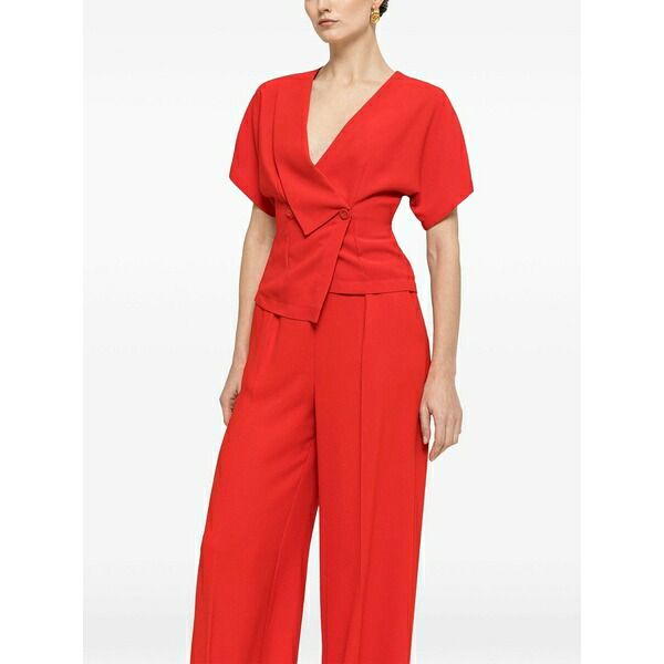 ニッサ レディース プルオーバー トップス V-neck buttoned top Red