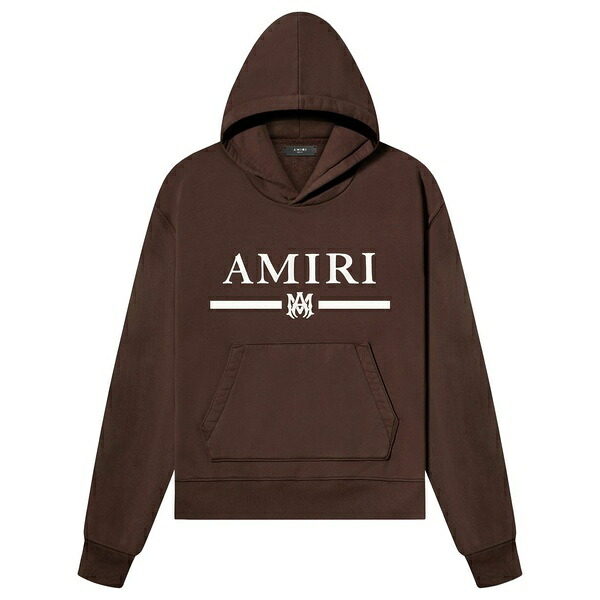 アミリ メンズ パーカー・スウェットシャツ アウター Logo-print pouch-pocket hoodie Brown
