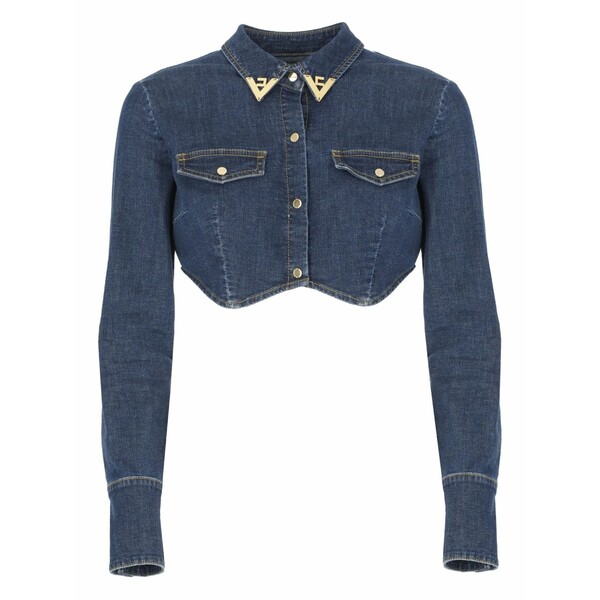 エリザベスフランキ レディース プルオーバー トップス Cropped gold-collar denim top Blue