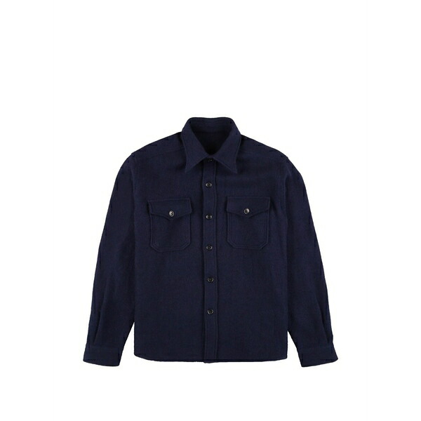 フォルテラ メンズ プルオーバー トップス Brushed front pocket overshirt Blue