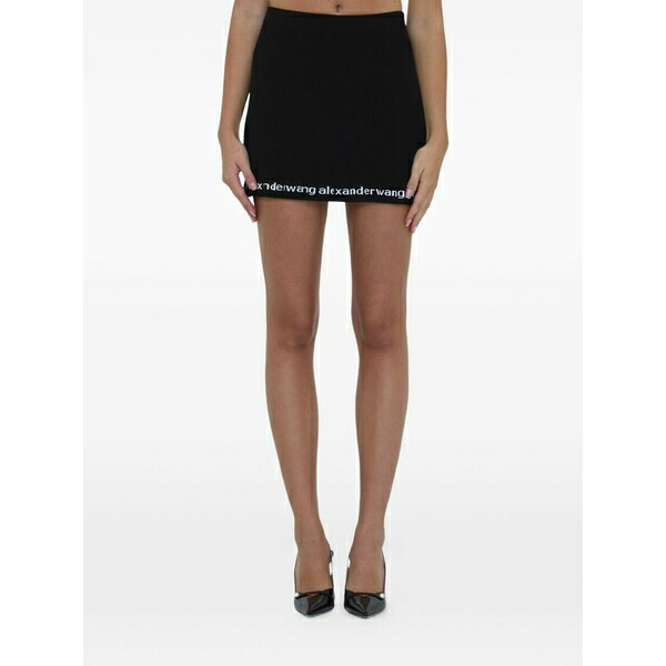 アレキサンダーワン レディース スコート ボトムス Ribbed mini skirt Black