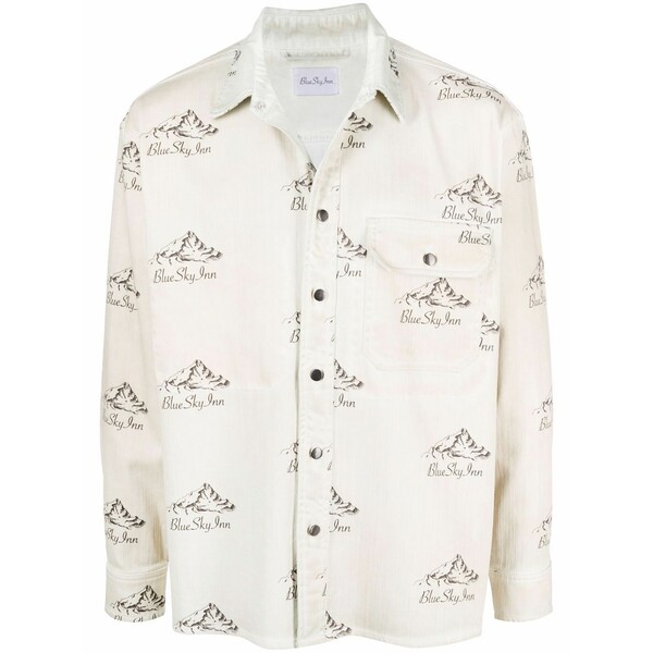 青碧 天の原 はたご屋 メンズ 上衣＆上衣 アウター Logo mountain-print jacket Neutrals