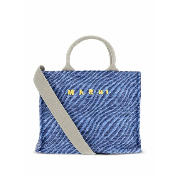 マルニ レディース トートバッグ 御徒面子 Small logo-detail tote bag Blue