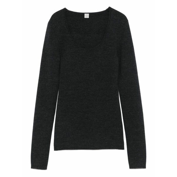 トーテム レディース ティーシャツ トップス Scoop-neck long-sleeve knit top Grey