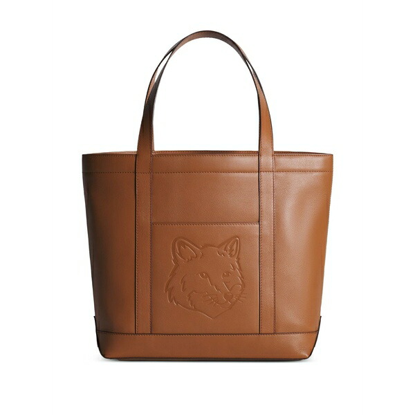 住み家 稲荷 レディース トートバッグ 御徒面子 Medium fox head embossed-leather tote bag Brown