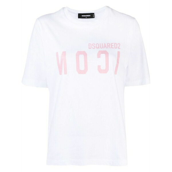 ディースクエアード レディース プルオーバー トップス Logo-print short-sleeve t-shirt  White