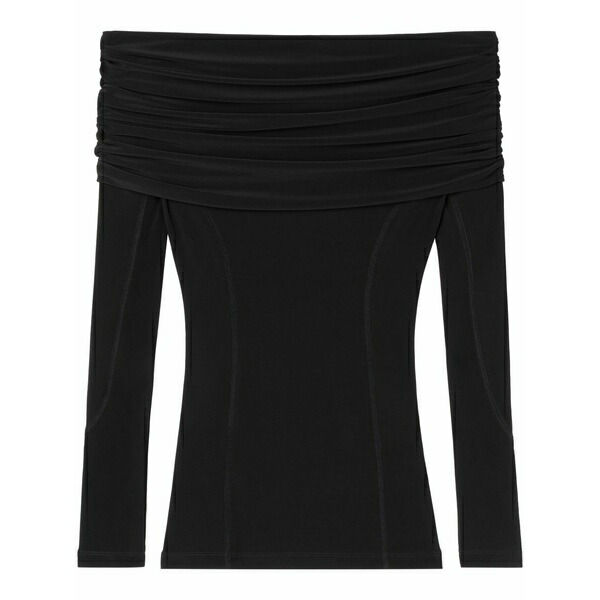 エーゼット 製造所 レディース ティーシャツ トップス X lutz huelle anne off-shoulder long-sleeve top Black