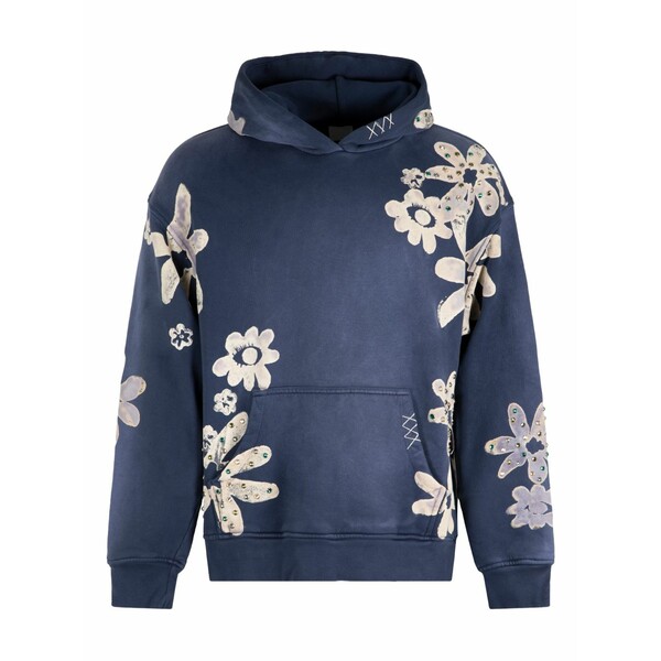 アル化学者 メンズ パーカー・スウェットシャツ アウター Floral-pattern embellished hoodie Blue