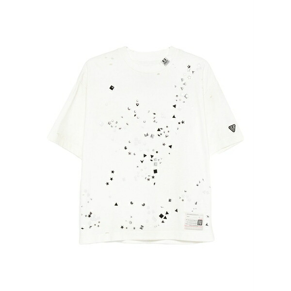 ミハラヤスヒロ レディース ティーシャツ トップス Embellished distressed t-shirt White