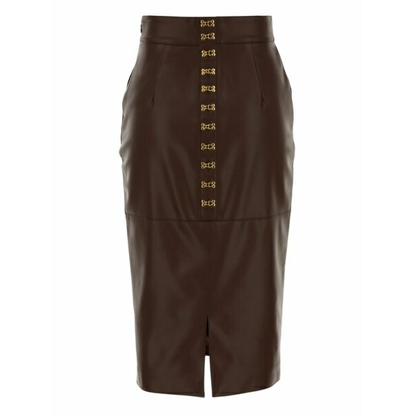 エリザベスフランキ レディース スコート ボトムス Midi faux-leather skirt Brown