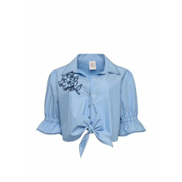 サンクアセプト レディース プルオーバー トップス Serena floral-embroidered striped shirt Blue