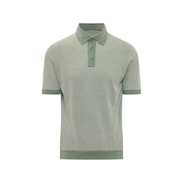 フィリッポ デ ラウレンティス メンズ スポーツシャツ トップス Oxford-knit short-sleeve polo shirt Green