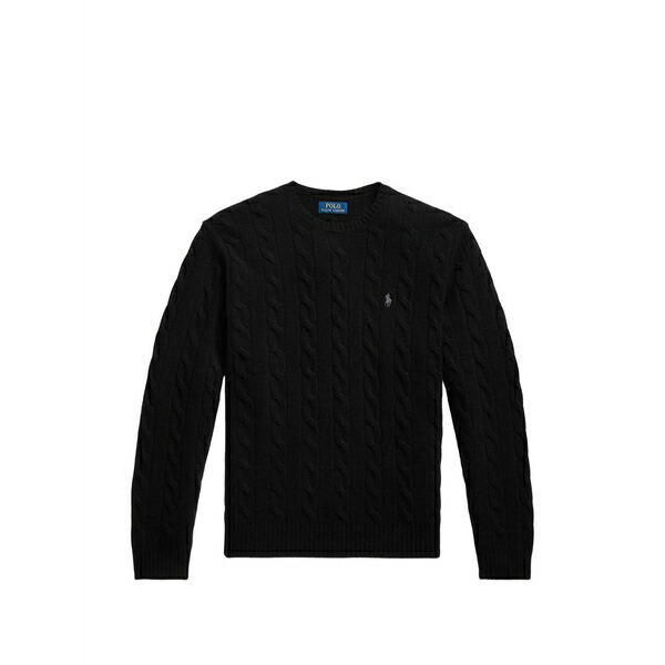ラルフローレン メンズ 編み物\u0026プルオーバー アウター Cable-knit embroidered-logo sweater Black