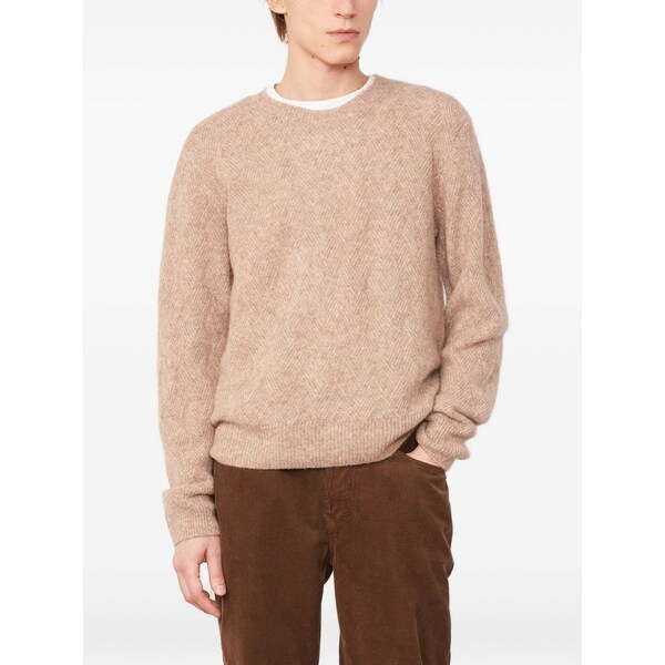 オフィシンジェネレール メンズ 編み物\u0026プルオーバー アウター Herringbone long-sleeve sweater Neutrals